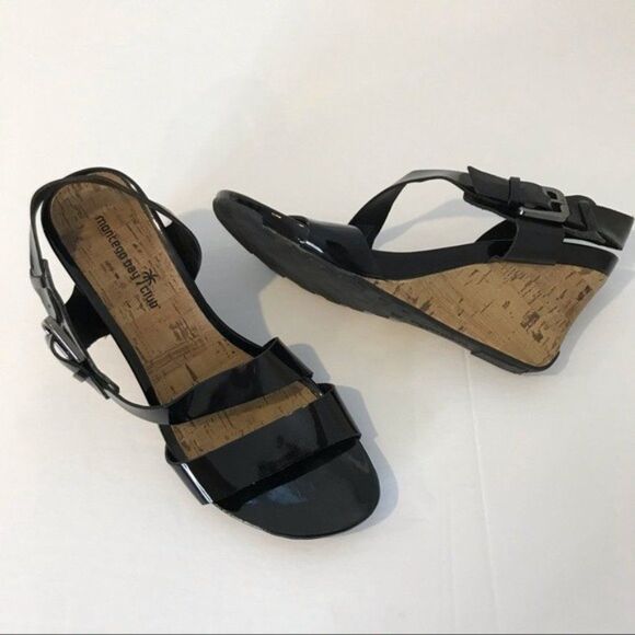Montego Bay Club Glossy Black Sandals sz 8.5 - Picture 1 of 8